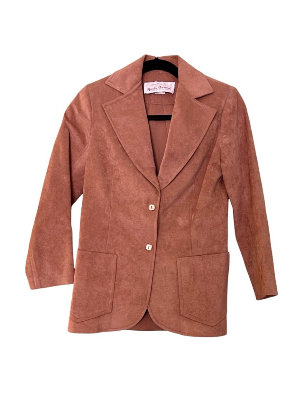 Vegan Faux Suede Skirt Suit Women Size 4 VTG 70s Rose Mauve by Novis Denne - Picture 2 of 12